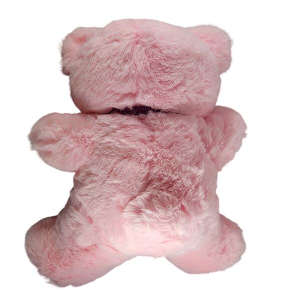 Pink Plush Teddy Bear Vintage 1988 Moonbeam Toys 12" Floral Paws Bow Korea - Picture 2 of 11